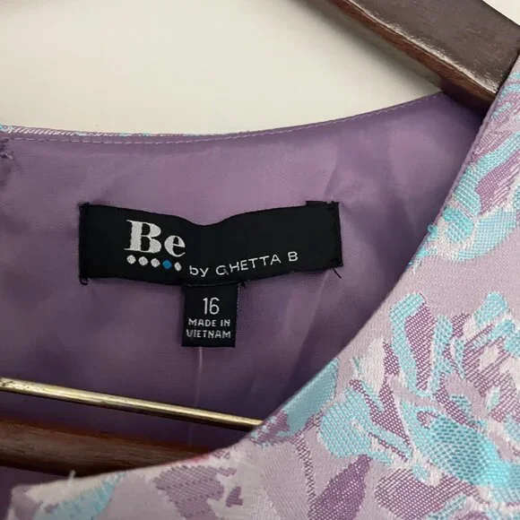 Be by Chetta B Dress Lavender Gold Pleated cocktail Formal Prom Size 16 NWT - Picture 5 of 8